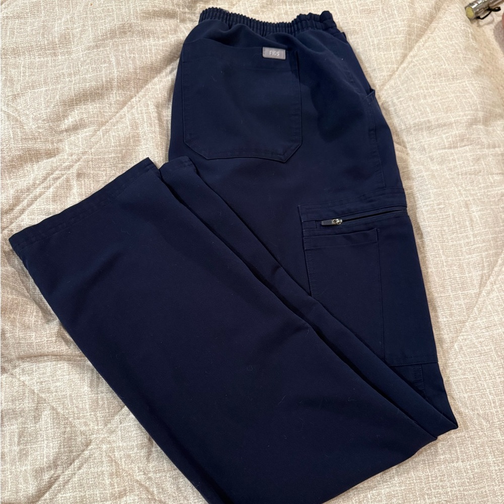 Figs  Dark Blue straight leg scrub pants.